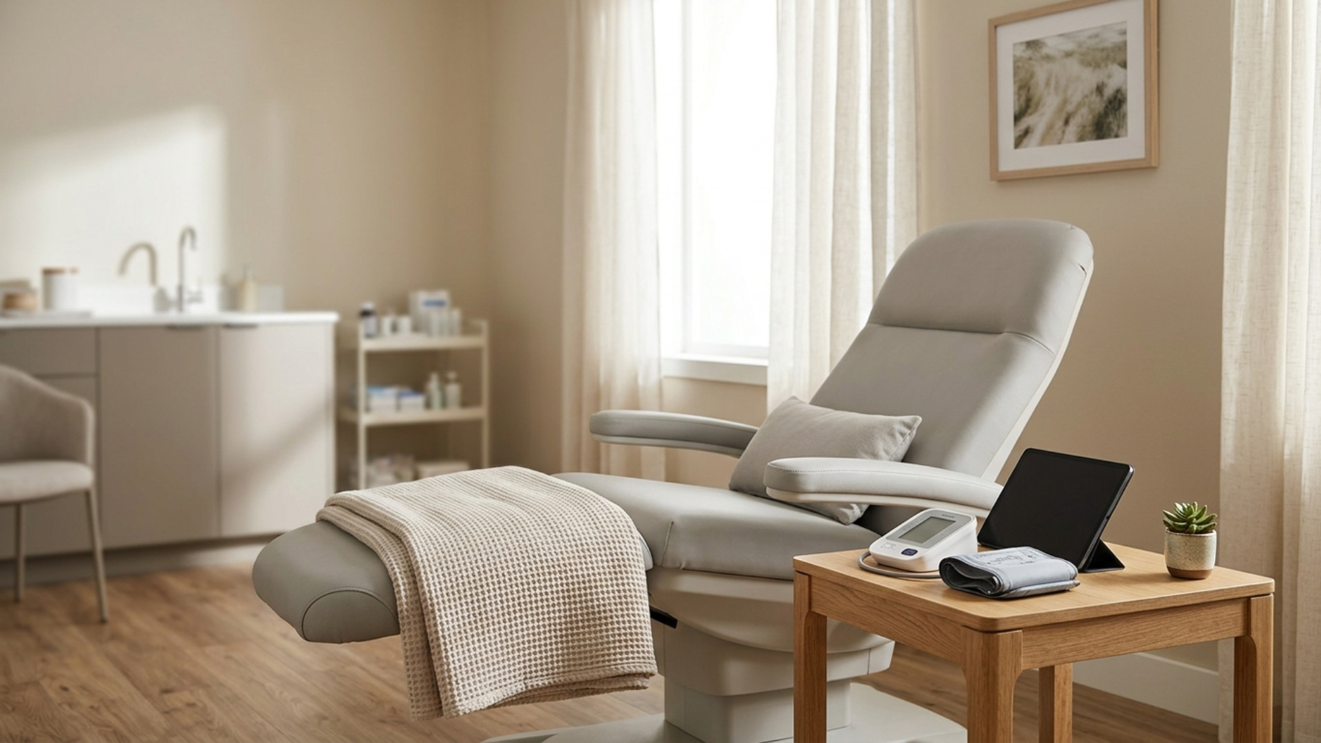 Treatment room at a Scottsdale naturopathic clinic set up for EBOO therapy sessions