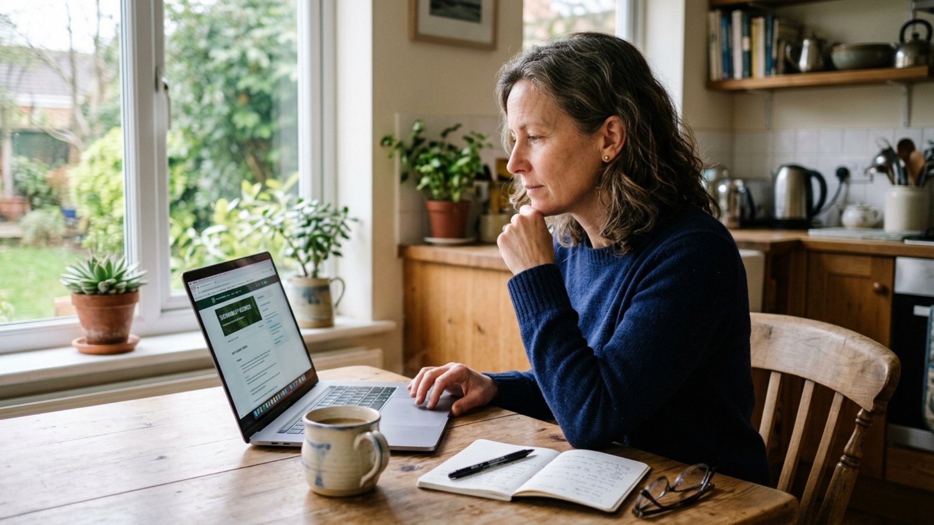 Woman researching naturopathic insurance coverage on laptop in Scottsdale home
